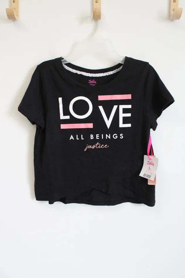 Rings NEW Justice Black Love All Beings Shirt Youth L 1214 Justice