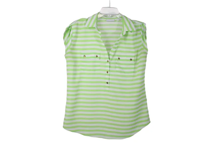 Rings New York Company New York Company Green White Striped Blouse M