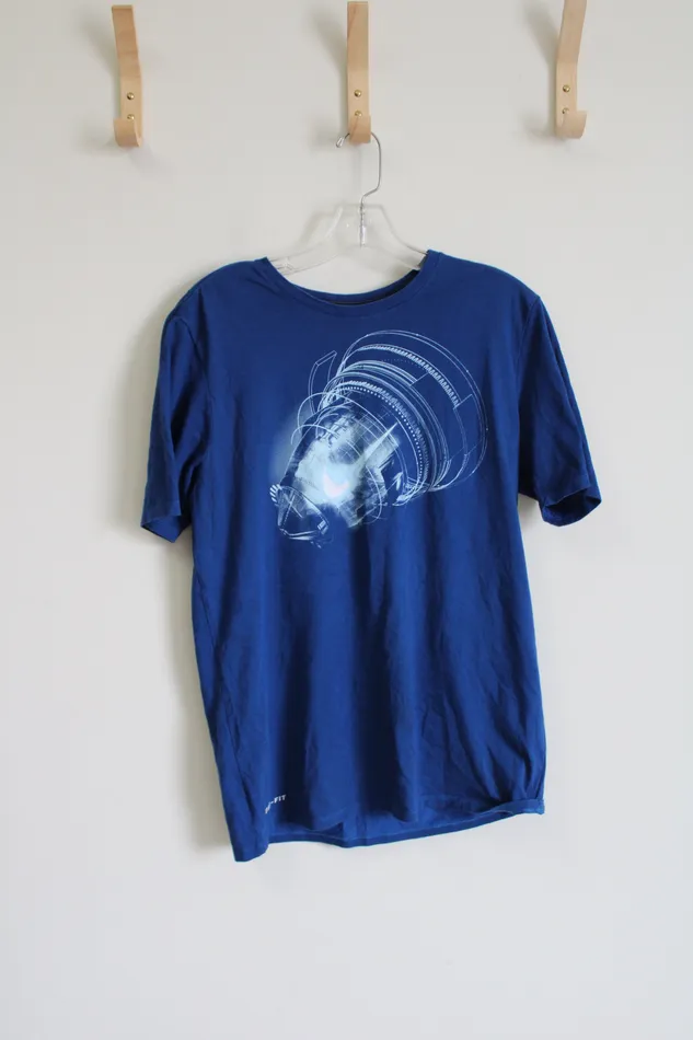 Rings Nike Nike DriFit Athletic Cut Blue Tee M