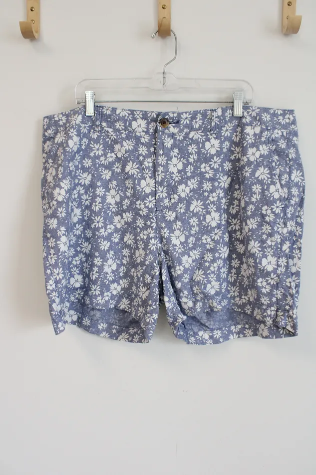 Rings Old Navy High Rise Blue White Floral Everyday Short 18 Old Navy