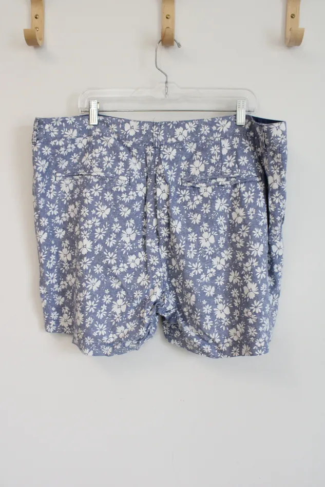 Rings Old Navy High Rise Blue White Floral Everyday Short 18 Old Navy