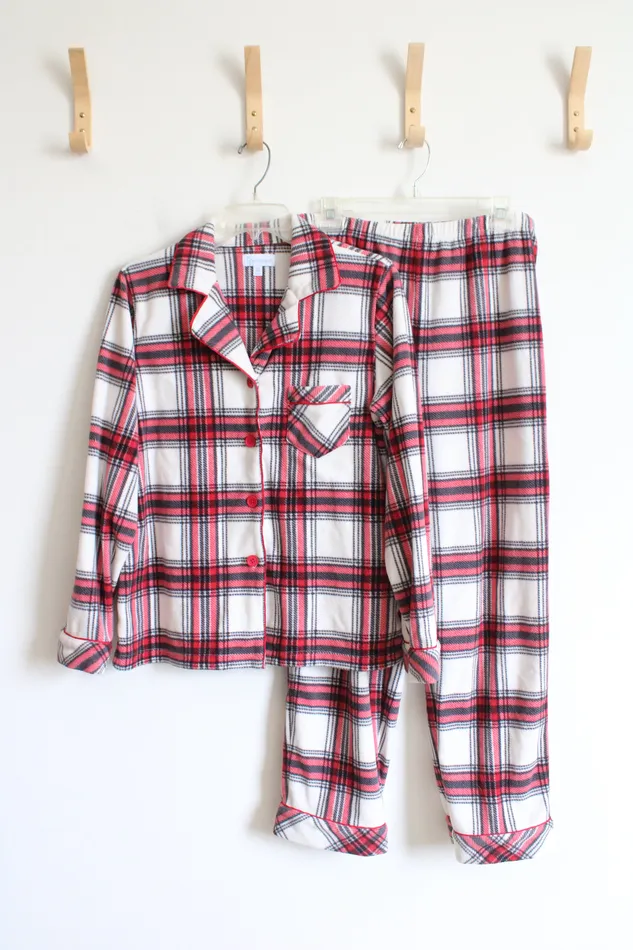 Rings Pajamagrams Pajamagram Red Gray White Plaid Flannel Pajama Set M