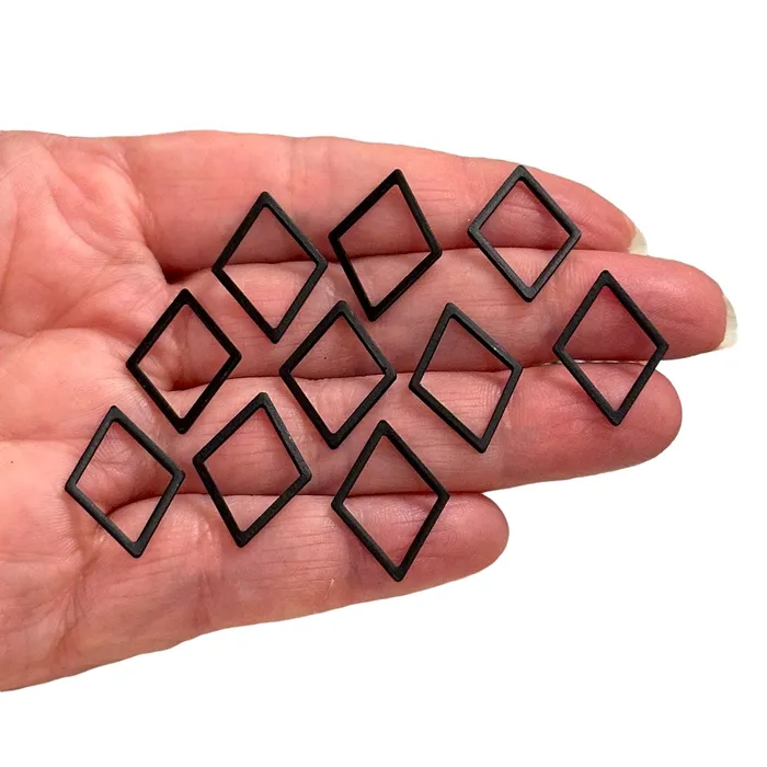 Rings Peppy Beads Black Plated 20x15mm Rhombus Charms Black Rhombus Connector Charms 10 pcs in a pack Rings Peppy Beads Black Plated 20x15mm Rhombus Charms Black Rhombus Connector Charms 10 pcs in a pack