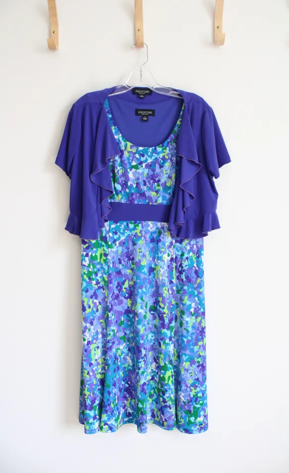 Rings Perceptions Blue Purple Green Patterned Dress Shrug Set 12 Perceptions Rings Perceptions Blue Purple Green Patterned Dress Shrug Set 12 Perceptions