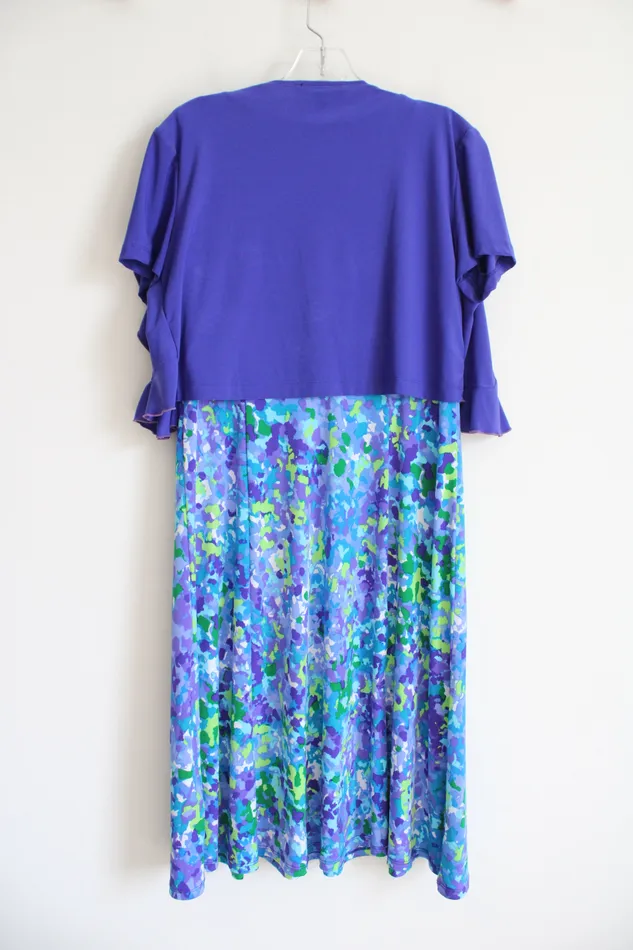 Rings Perceptions Blue Purple Green Patterned Dress Shrug Set 12 Perceptions