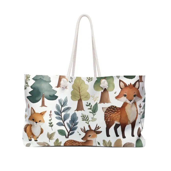 Rings Printify Weekender Tote Bag Forest Animals