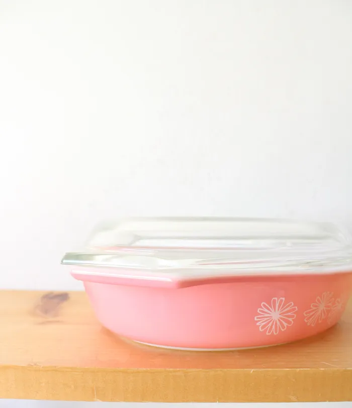 Rings Pyrex Pyrex Vintage 15 Quart Pink Daisy Oval Divided Covered Serving Dish