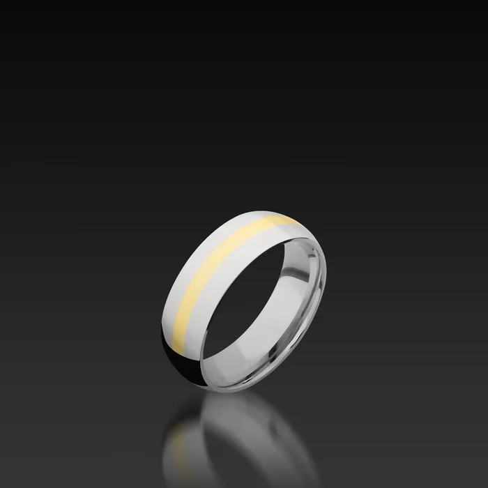 Rings Shop John Atencio Cobalt Chrome Domed Band with Yellow Gold