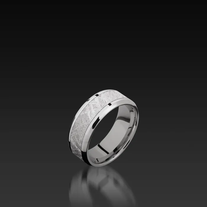 Rings Shop John Atencio White Gold Beveled Band with Meteorite