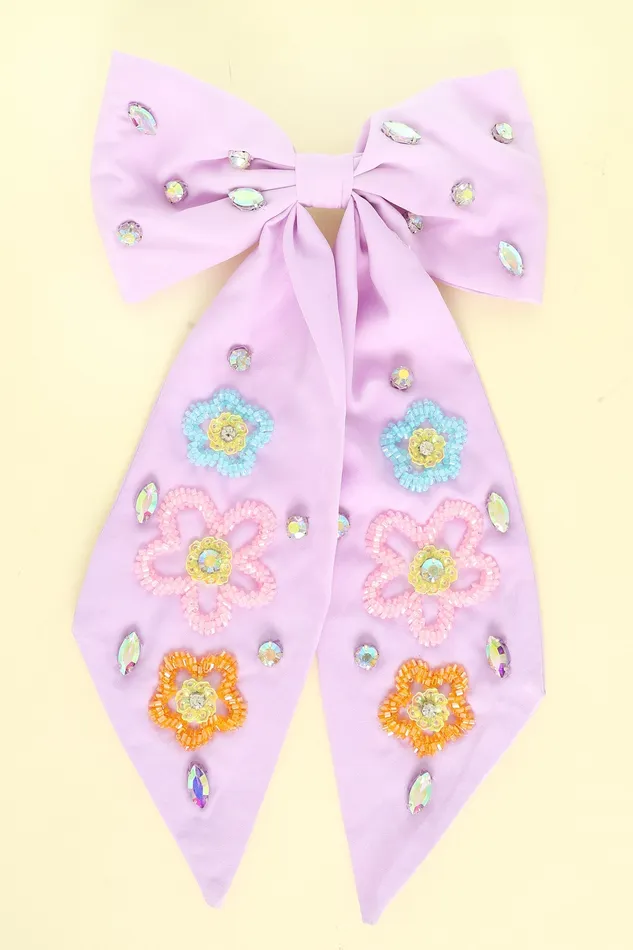 Rings Something Special LA FLORAL THEME BOW BARRETTE HAIR CLIP LAVENDAR