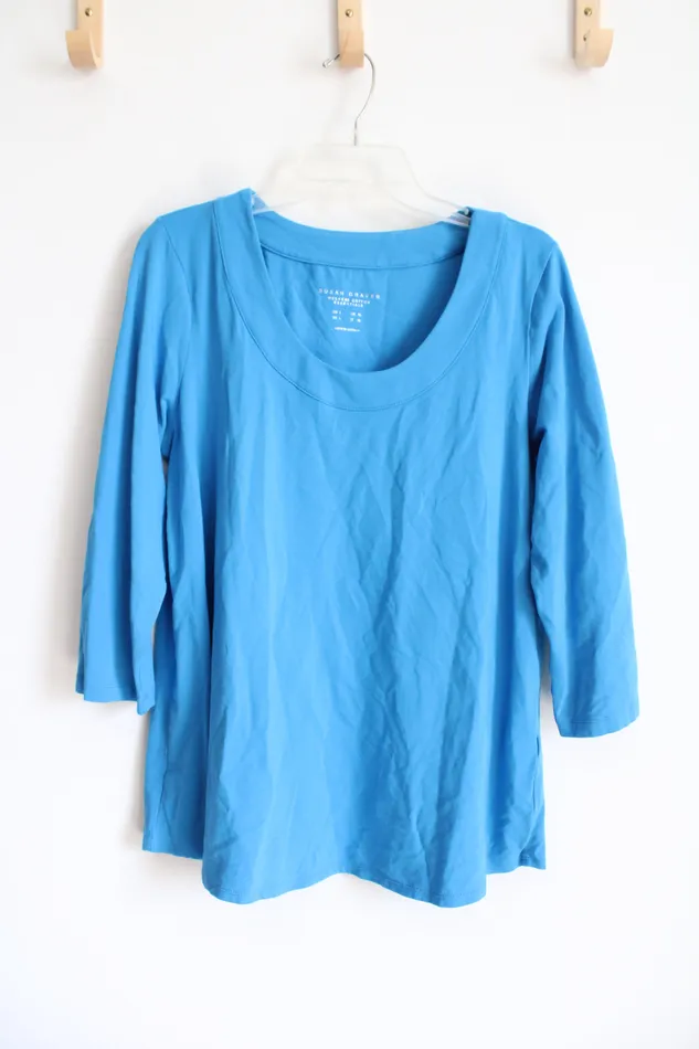 Rings Susan Graver Susan Graver Weekend Cotton Essentials Blue Scoop Neck Top L Rings Susan Graver Susan Graver Weekend Cotton Essentials Blue Scoop Neck Top L