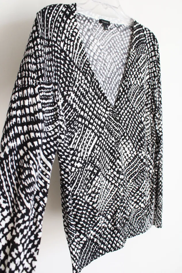 Rings Talbots Talbots Black OffWhite Knit Cardigan L