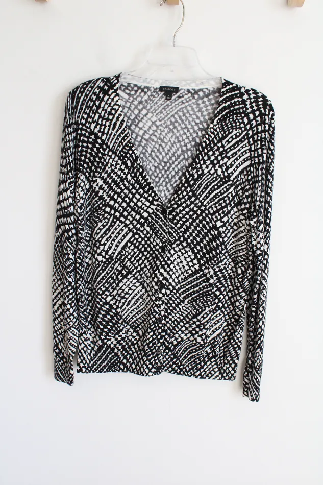Rings Talbots Talbots Black OffWhite Knit Cardigan L