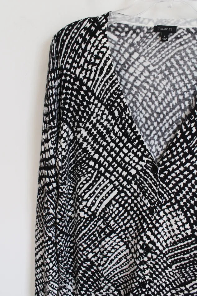 Rings Talbots Talbots Black OffWhite Knit Cardigan L