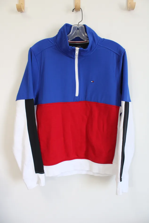 Rings Tommy Hilfiger Blue Red Color Blocked 14 Zip Sweatshirt M Tommy Hilfiger Rings Tommy Hilfiger Blue Red Color Blocked 14 Zip Sweatshirt M Tommy Hilfiger