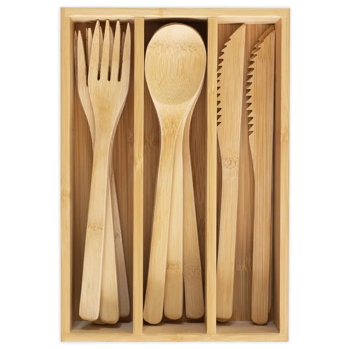 Rings TOTALLYBAMBOO Totally Bamboo 12Piece Reusable Flatware Set with Portable Storage Case