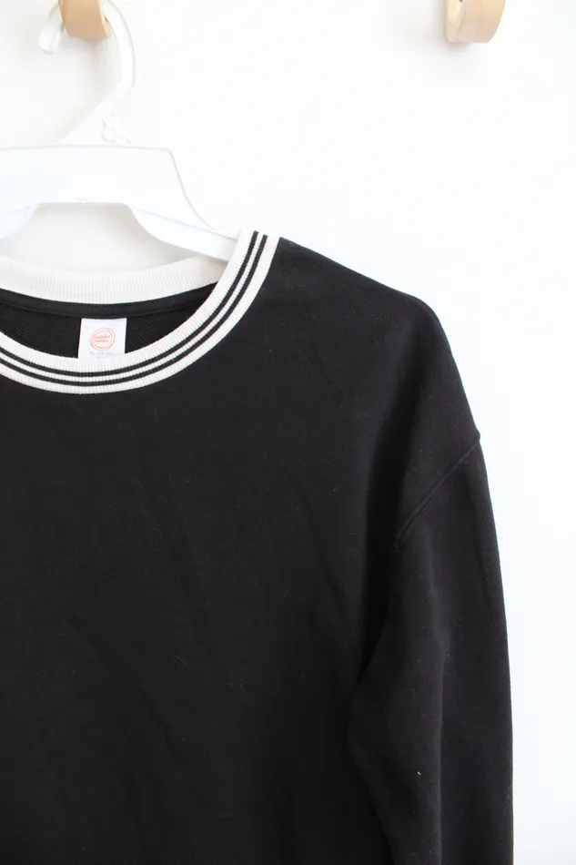 Rings Wonder Nation Black White Striped Edged Pullover Sweatshirt Youth XL 1416 Husky Wonder Nation