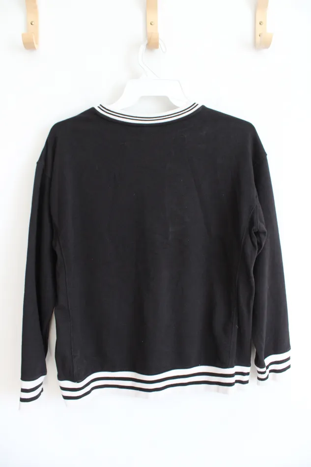 Rings Wonder Nation Black White Striped Edged Pullover Sweatshirt Youth XL 1416 Husky Wonder Nation