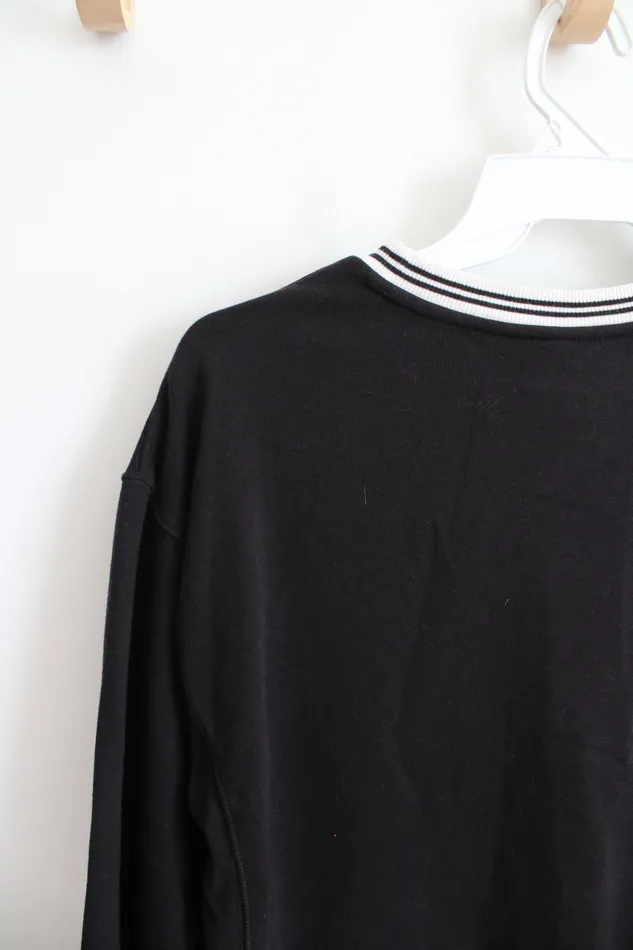 Rings Wonder Nation Black White Striped Edged Pullover Sweatshirt Youth XL 1416 Husky Wonder Nation