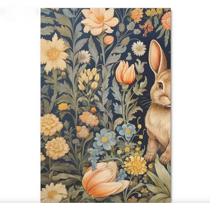 Rings ZAZZLE Forest Rabbit William Morris Cottagecore Decoupage Tissue Paper