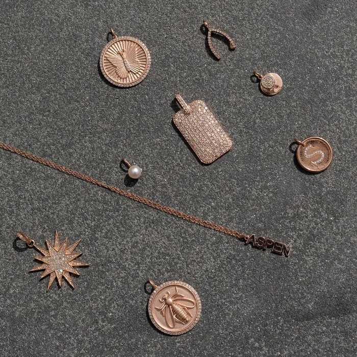 Rose Gold and Diamond Bee Coin Pendant RACHEL LYNN CHICAGO Necklaces