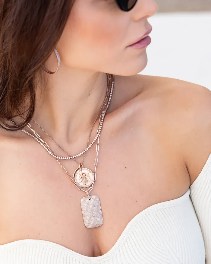 Rose Gold and Diamond Bee Coin Pendant RACHEL LYNN CHICAGO Necklaces