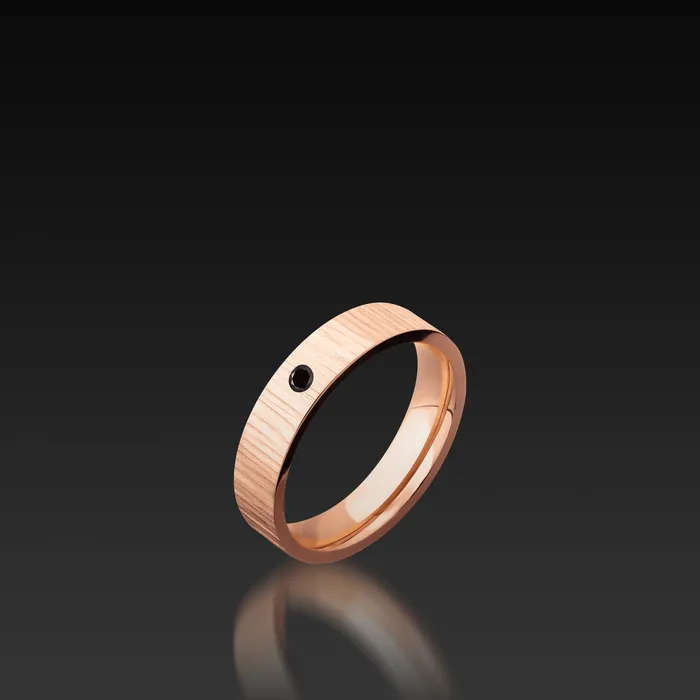 Rose Gold Flat Band with Black Diamond Accent Shop John Atencio Rings