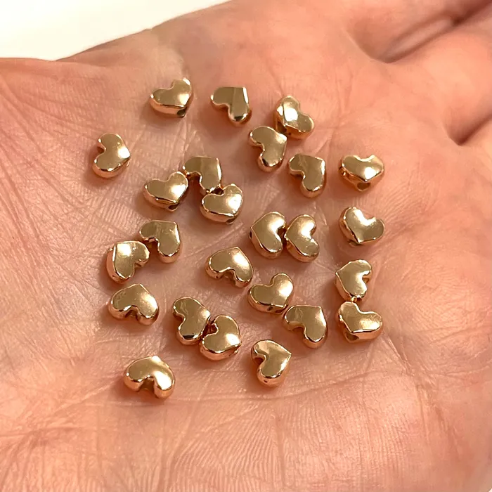 Rose Gold Plated 4mm Heart Spacers Rose Gold Heart Spacers 25 Pcs in a Pack Peppy Beads Earrings Rose Gold Plated 4mm Heart Spacers Rose Gold Heart Spacers 25 Pcs in a Pack Peppy Beads Earrings