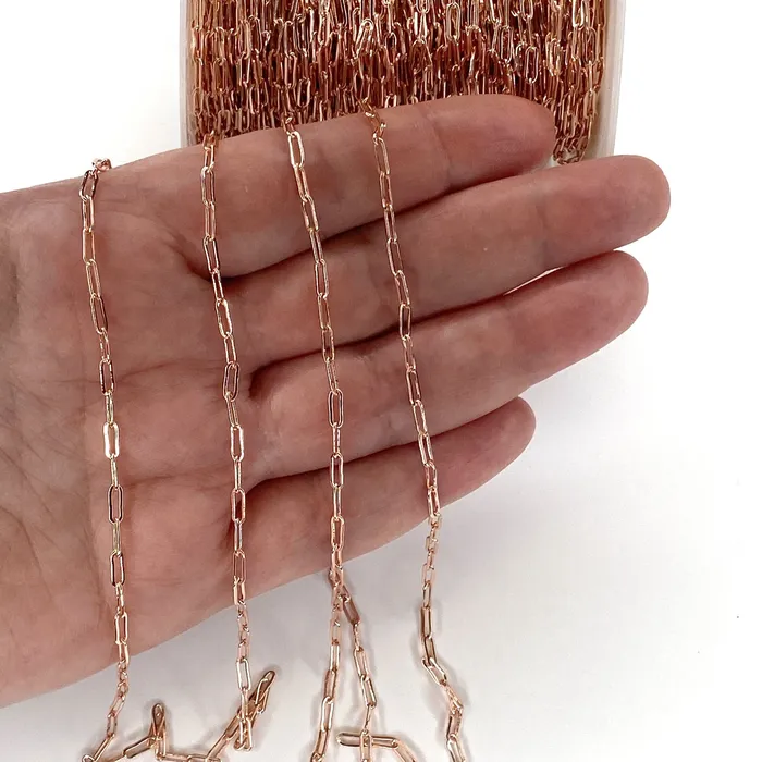 Rose Gold Plated Brass Paperclip Chain 6x25 mm Rose Gold Plated Chain Peppy Beads Earrings Rose Gold Plated Brass Paperclip Chain 6x25 mm Rose Gold Plated Chain Peppy Beads Earrings