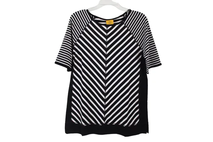Ruby Rd Rings Ruby Rd Black Striped Knit Soft Top S