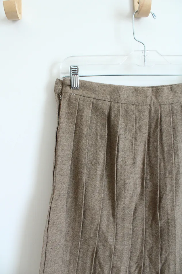 Sears Earrings Sears Bazaar Brown Striped Pleated Skirt 11