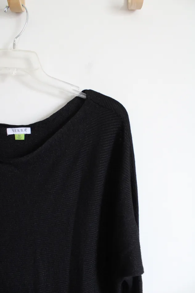 Serra Ribbed Fitted Black Shimmer Knit Long Sleeved Dress Serra Rings