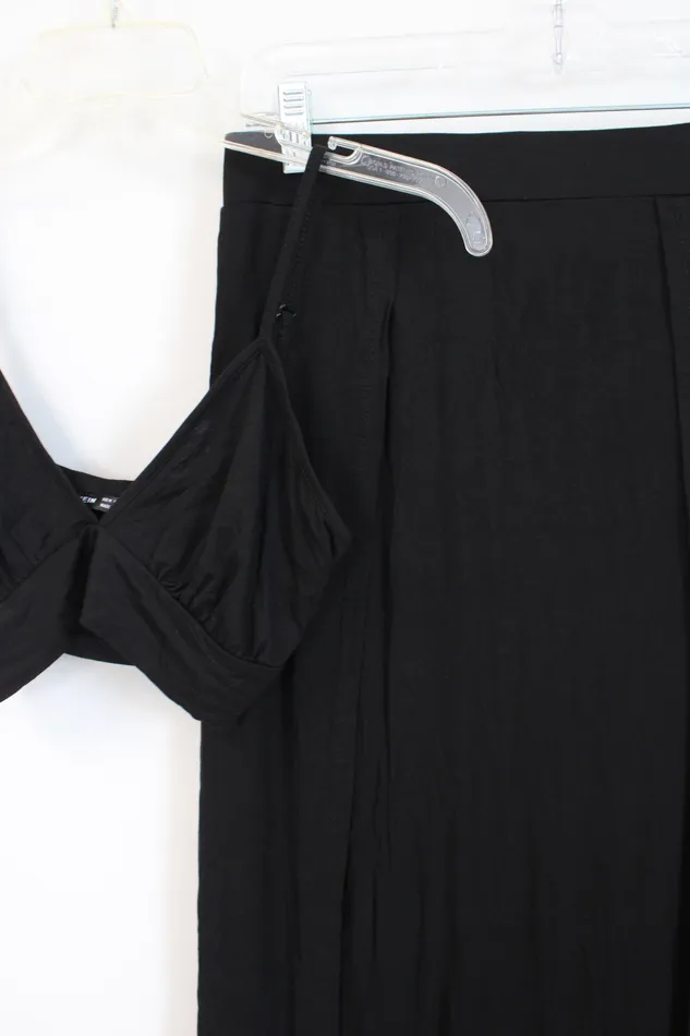 Shein Rings Shein Black Bralette Slit Skirt Set