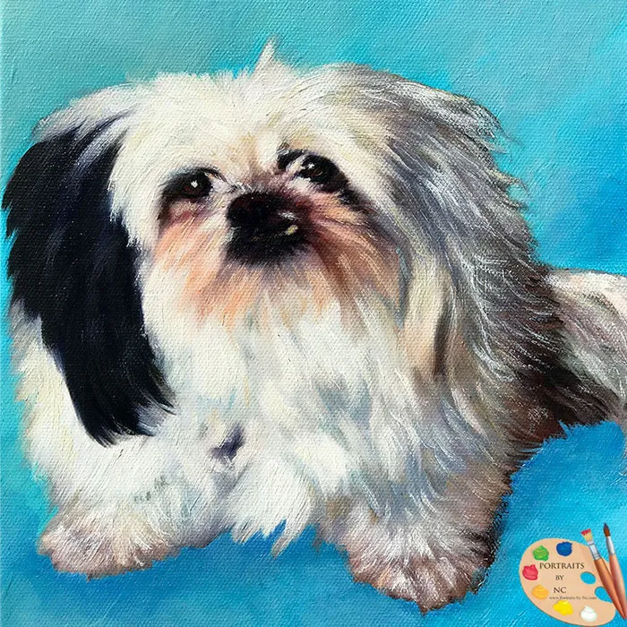 Shih Tzu Dog Portrait Portraits by NC Earrings