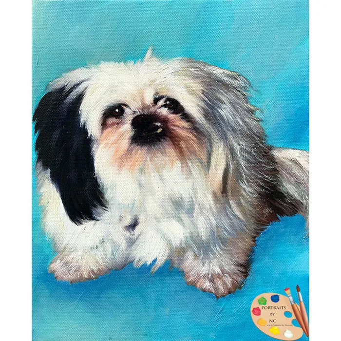 Shih Tzu Dog Portrait Portraits by NC Earrings