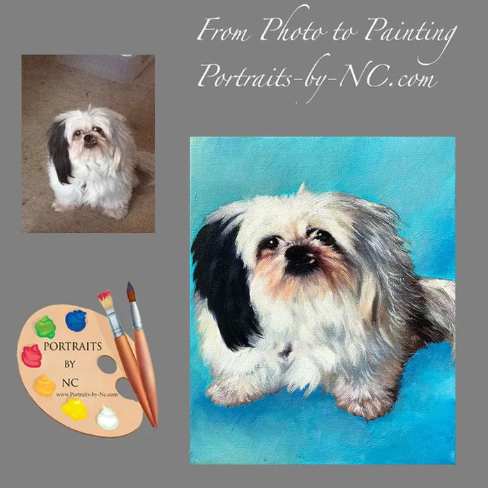 Shih Tzu Dog Portrait Portraits by NC Earrings