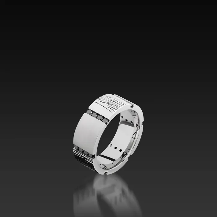 Shop John Atencio Cobalt Chrome Flat Band with Black Diamonds Rings