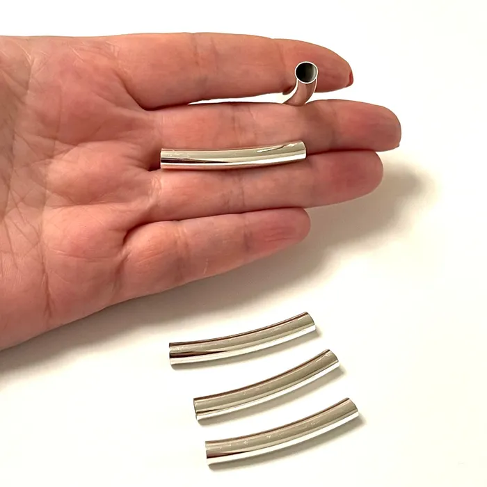 Silver Plated Spacer Tubes Round Tube Bars Silver Tube Bars Peppy Beads Rings