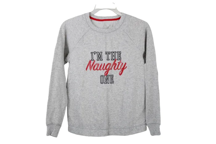 SO Im The Naughty One Gray Soft Sweatshirt M SO Earrings