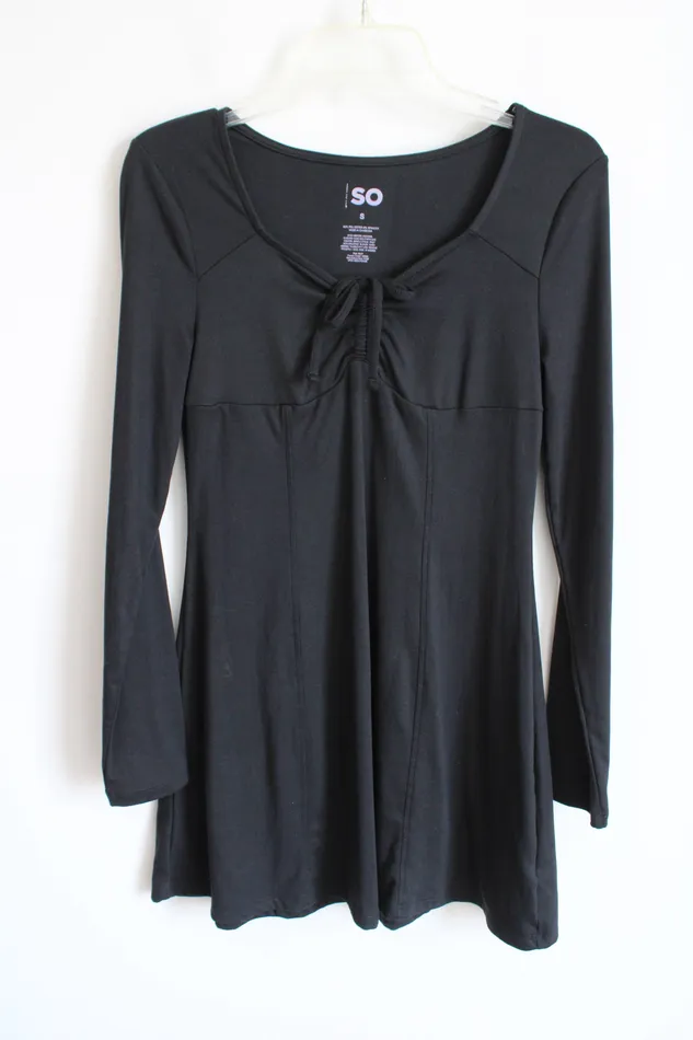SO SO Black Long Sleeved Dress S Rings