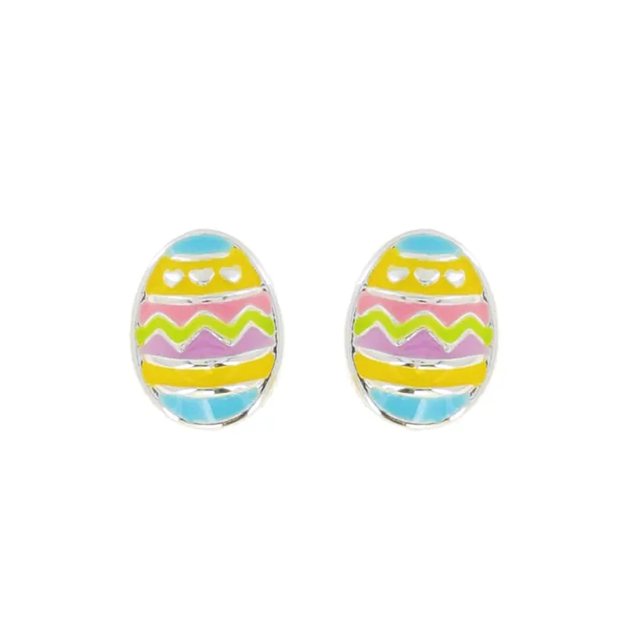 Something Special LA Earrings EASTER EGG ENAMEL COATED STUD EARRINGS IN SILVER TONE METAL Something Special LA Earrings EASTER EGG ENAMEL COATED STUD EARRINGS IN SILVER TONE METAL