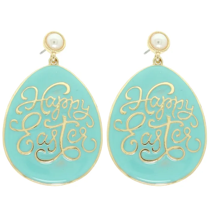 Something Special LA HAPPY EASTER EGG POST DANGLE EARRINGS Aqua Earrings