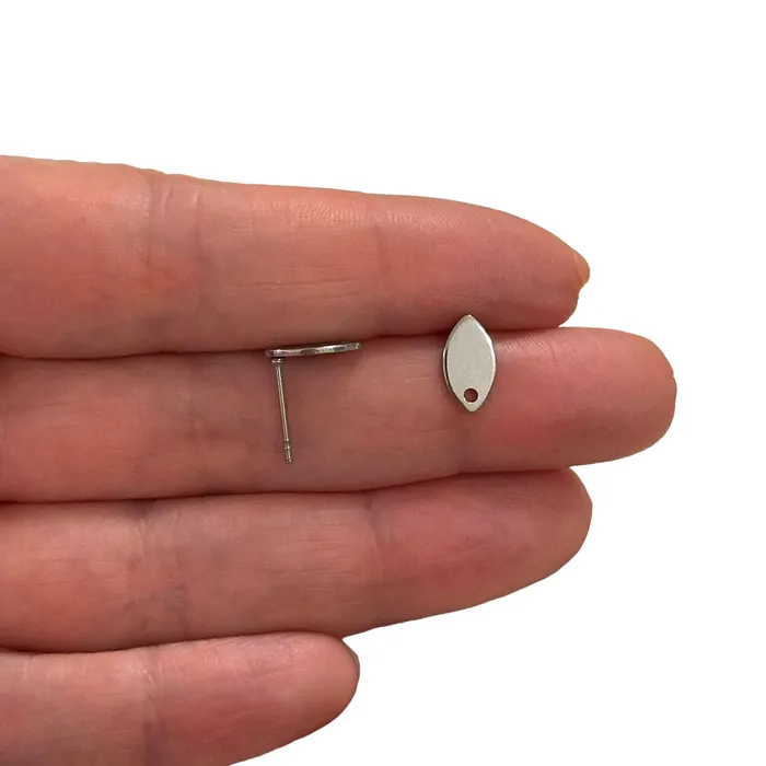 Stainless Steel Oval Stud Earrings With Hole Peppy Beads Earrings