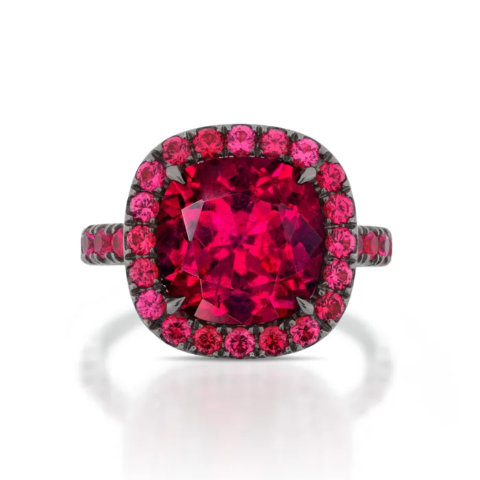 Stephen Silver Rings 509 Carat Rubellite Tourmaline and Red Spinel Ring Stephen Silver Rings 509 Carat Rubellite Tourmaline and Red Spinel Ring