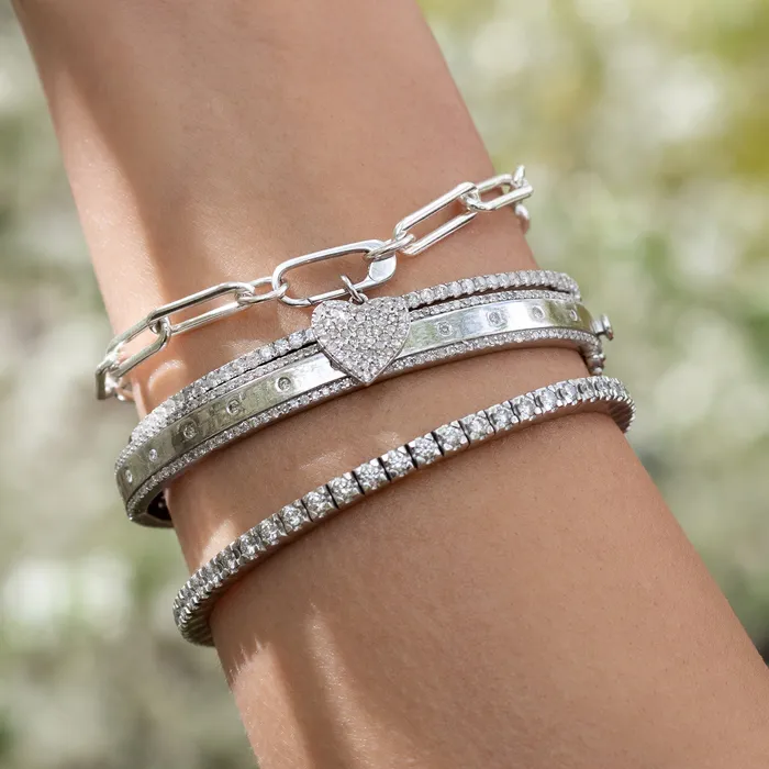 Sterling Silver Paperclip Small Clasp Bracelet RACHEL LYNN CHICAGO Bracelets