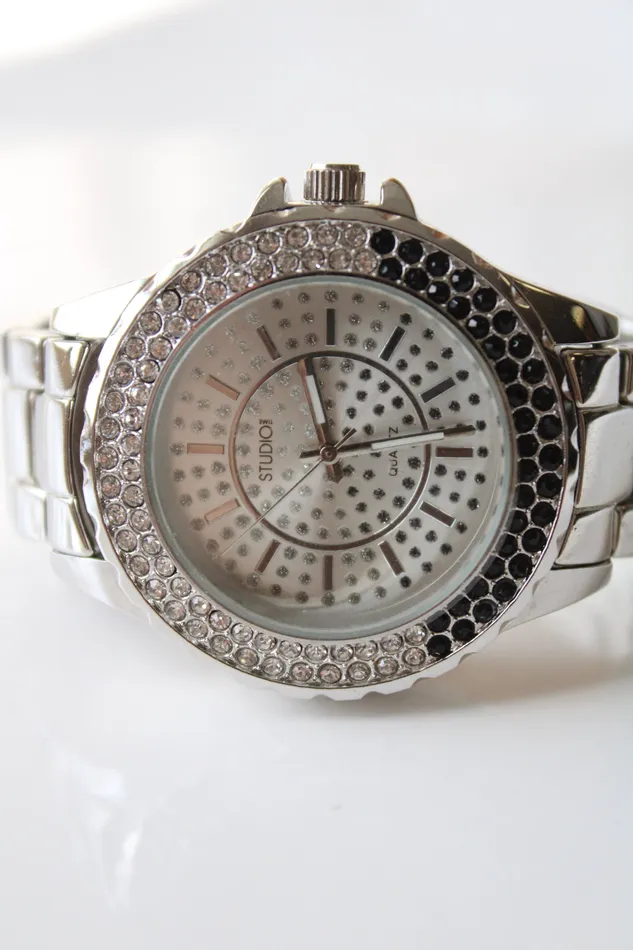 Studio I Watches Studio I Time Crystal Embedded Silver Analog Watch