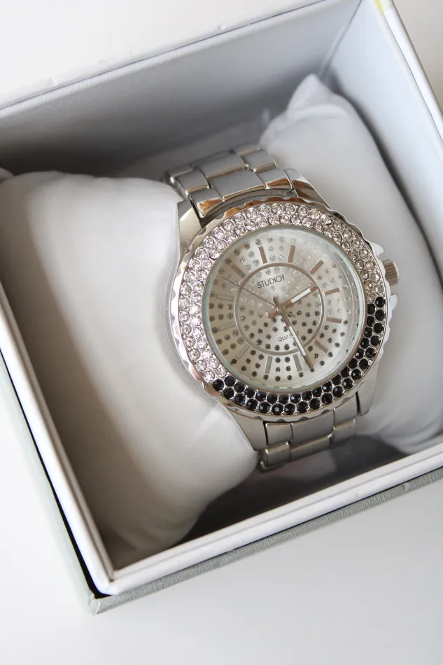 Studio I Watches Studio I Time Crystal Embedded Silver Analog Watch