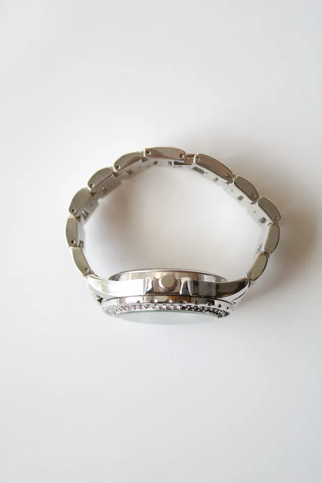 Studio I Watches Studio I Time Crystal Embedded Silver Analog Watch