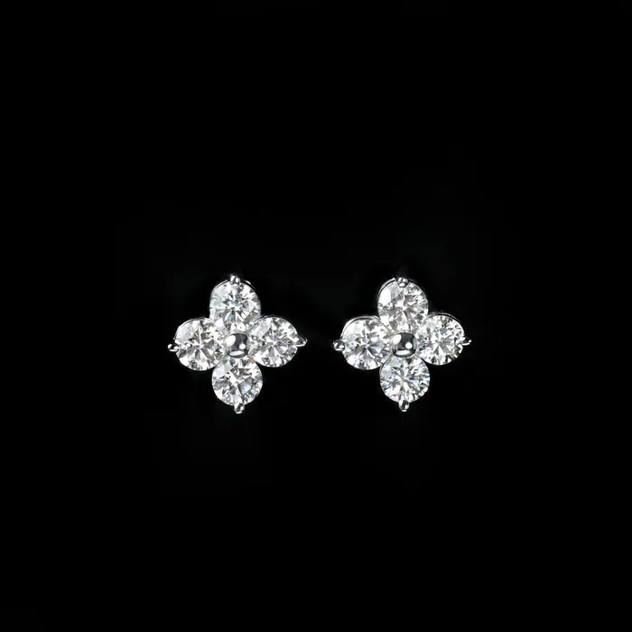 Stuller Earrings 14K White Gold 079 CTW Diamond Quatrefoil Stud Earrings