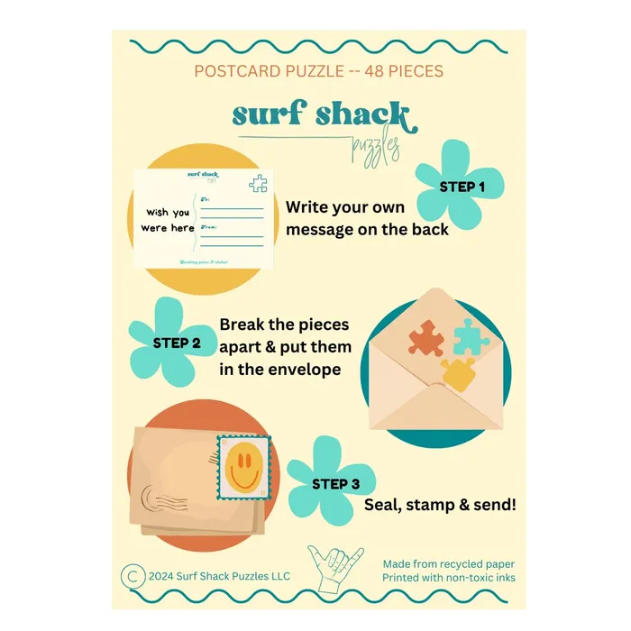 SURFSHACKPUZZLE Necklaces Surf Shack Wish You Were Here Puzzle Postcard 48 Pieces